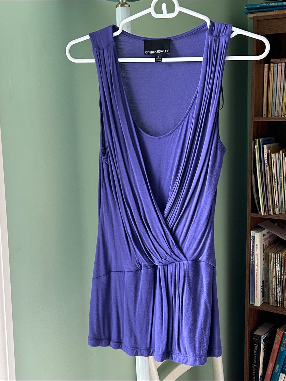 Cynthia Rowley Draped Sleeveless Knit Top in Violet